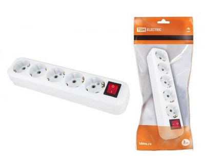 Колодка 5гн. с/з 16А 250В белая TDM 1806-0035