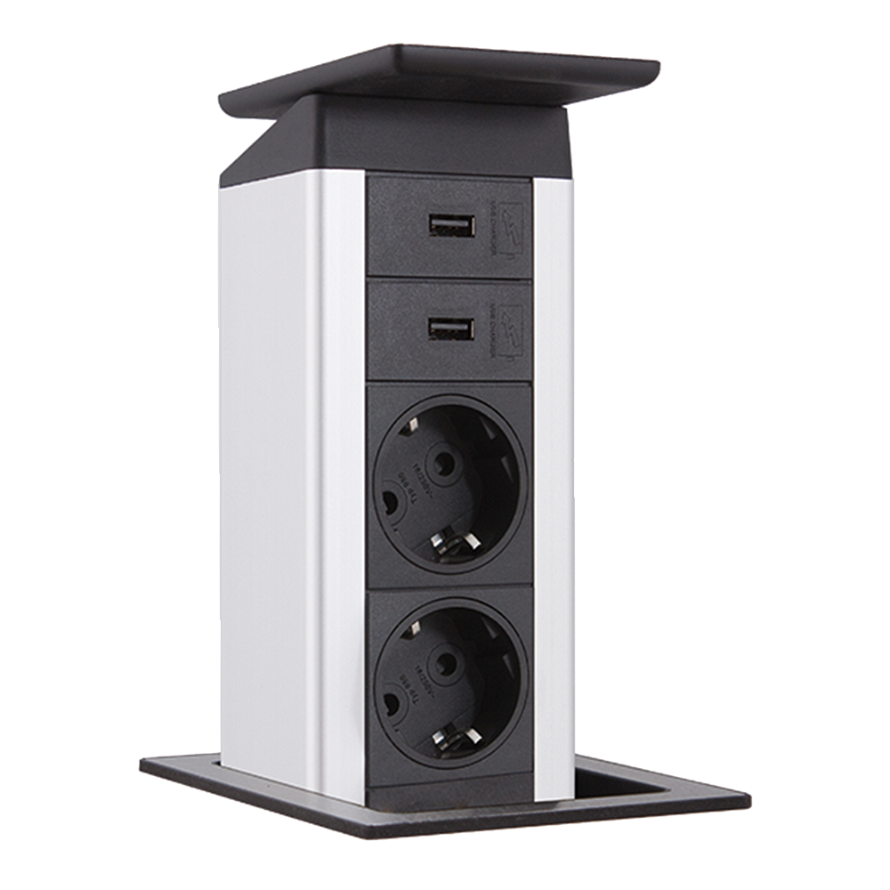 Выдвижная розетка EVOline PortPush 159311000600 (2 эл.роз + 2 USB Charger), кабель 3 м