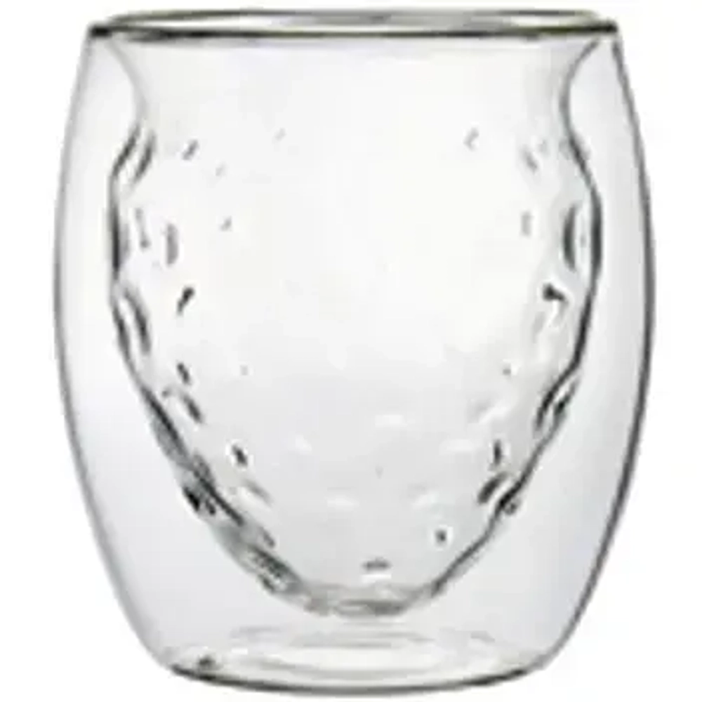 Стакан стеклянный с двойными стенками 230мл «Клубника»