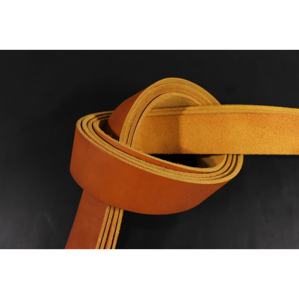 Ременная заготовка рыжая с жировой отделкой