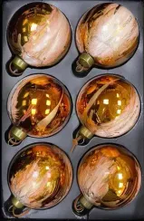 Набор стеклянных шаров Акварель золото с переливом, 80 мм., 6 шт., Christmas DeLuxe (87199)