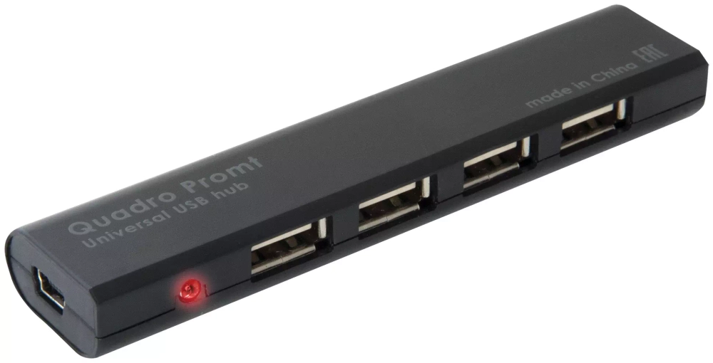 Хаб DEFENDER Quadro Promt, USB 2.0, 4 порта, порт для питания,черный