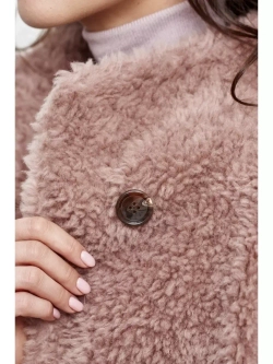 Шуба женская чебурашка тедди, сиреневая, SilverFox