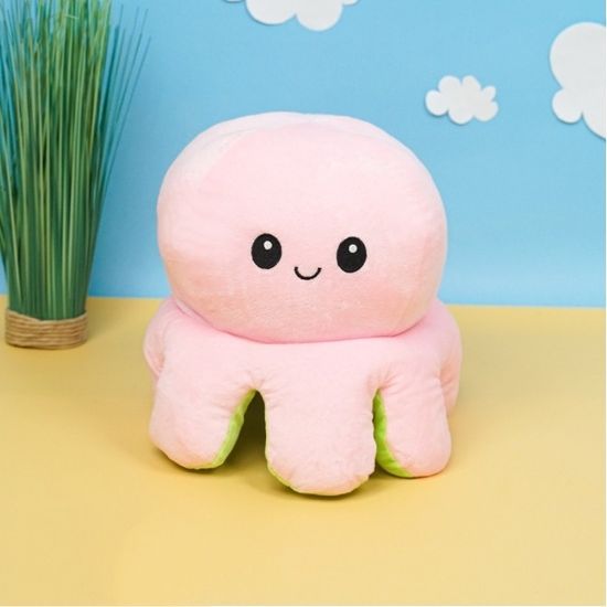 Мягкая игрушка-перевертыш "Осьминожек" розовый-салатовый, 50см