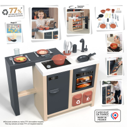 Детская кухня-остров Smoby 312601 с духовкой раковиной холодильником и 23 аксессуарами от 3 лет — фото 4