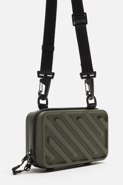 ZARA ЖЕСТКАЯ СУМКА С РЕМНЕМ ЧЕРЕЗ ПЛЕЧО, ЗЕЛЕНЫЙ ХАКИ