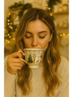 новогодняя чашка и блюдца щелкунчик