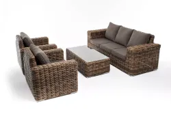 "Палермо" лаунж-зона из искусственного ротанга, цвет соломенный