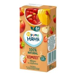 Компот детский ФрутоНяня, из яблок и клубники, 0,2 л