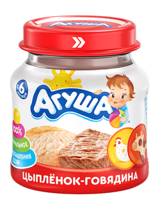 ПЮРЕ АГУША ЦЫПЛЕНОК И ГОВЯДИНА 80ГР
