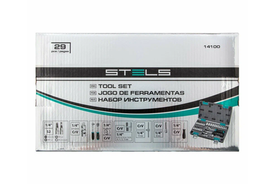 Набор инструментов, 1/4, CrV, пластиковый кейс, 29 предметов Stels, 14100