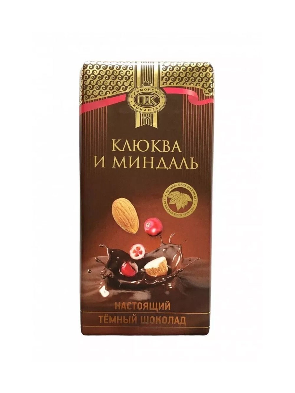 Темный шоколад "Клюква и миндаль" 200гр