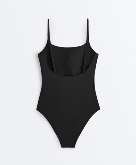OYSHO Купальник Compressive с круглым вырезом, черный