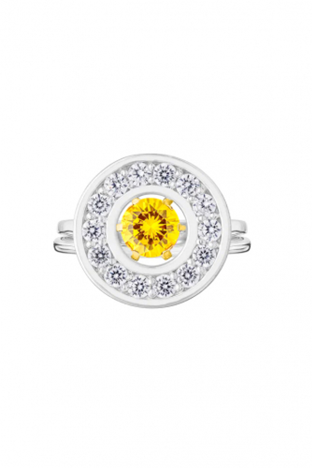 Кольцо сборное из серебра со вставками из жёлтого и бесцветных фианитов