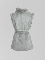 Жилетка Анжелика однотонная меховая с высоким горлом и поясом