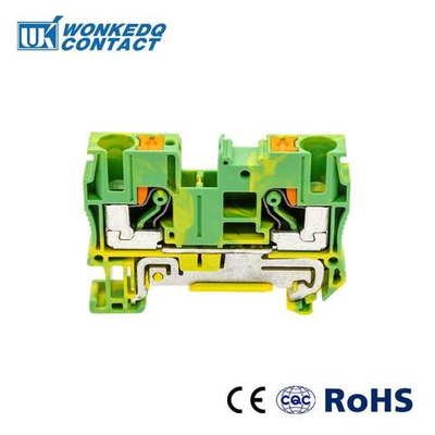 Клемма 2-проводная проходная 0.5-6мм2 на DIN рейку JPT 6-PE Push-in желто-зеленая 1000V/57A  3061774WE