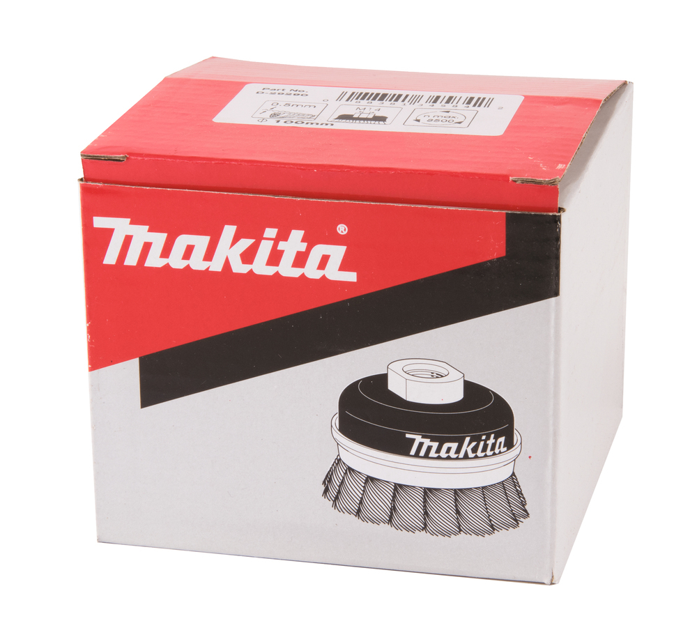 Щетка проволочная чашечная (d100 мм, толщ. проволоки 0.5 мм, пучки, металл, M14х2) Makita D-29290 M14х2 100 мм Чашечная 0,5 мм Металл Пучки витой проволоки