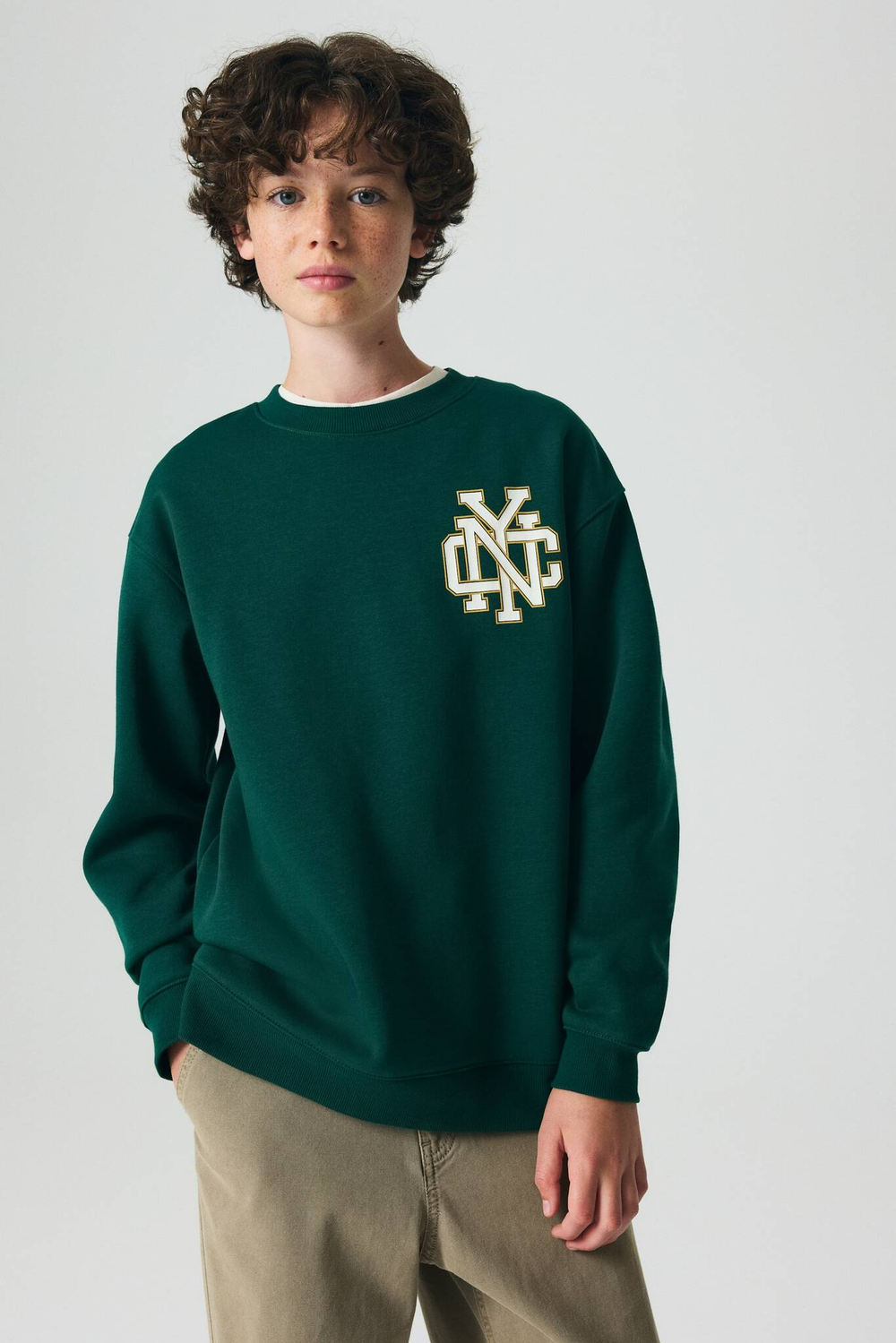 H&M Толстовка с принтом, темно-зеленый