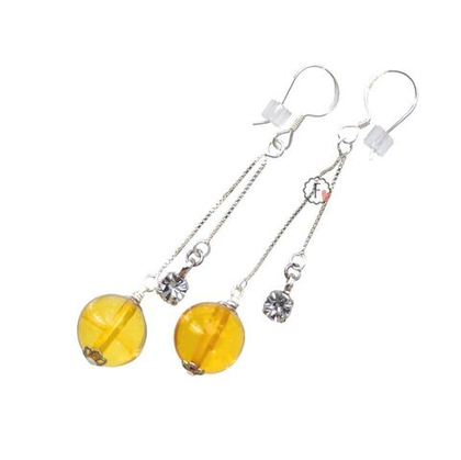 Серьги висячие с янтарём