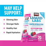 Force Factor, Liquid Labs Beauty, смесь для быстрого увлажнения и электролитов, тропические ягоды, 20 пакетиков по 7 г (0,25 унции)