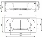 Ванна акриловая Радомир Вальс 190х90 комплект хром/слив-перелив Вальс