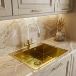 Мойка настол.монтаж 60х50 (3,0) вып 3 1/2  MIXLINE ПРО с ФАСКОЙ 22см с сифоном (золото)