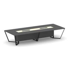 Steel Meet Стол переговорный прямоугольный KMK-PR.B.SP-14 Антрацит/Ваниль Глянец/Металл Черный 4000*