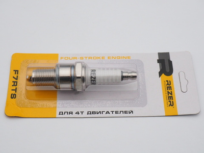 Свеча зажигания F7RTS (M14-1.25-мм, L:80/17-мм, ключ:21, длинная юбка, блистер) [Rezer]