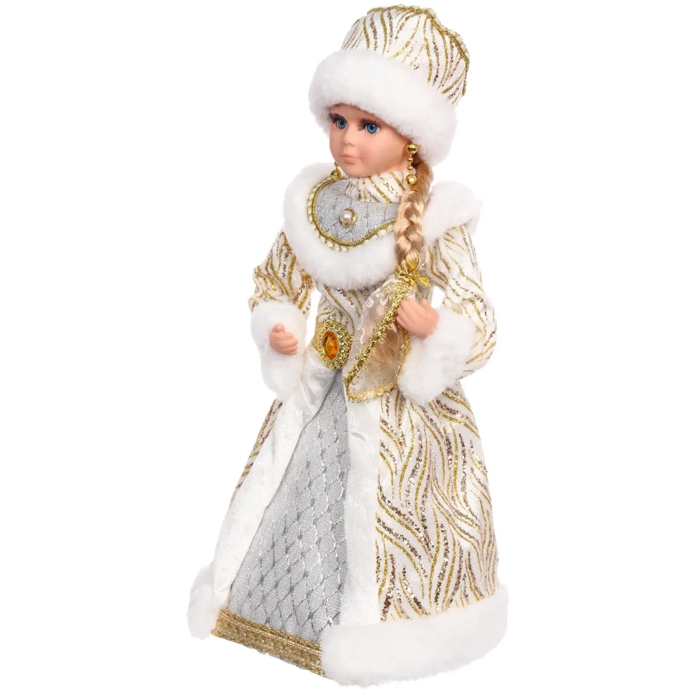 Снегурочка музыкальная «Золотое руно» 40 см (золотая шубка)