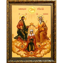 Коронование Пресвятой Богородицы. Икона на холсте.