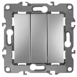 12-1107-03 ЭРА Выключатель тройной, 10АХ-250В, IP20, Эра12, алюминий | ЭРА 12 Алюминий