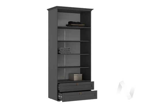 Шкаф со стеклом Гостиная Престиж-1 (графит/графит структурный)