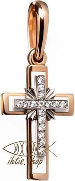 Крест. Золото. Эмаль. Бриллианты