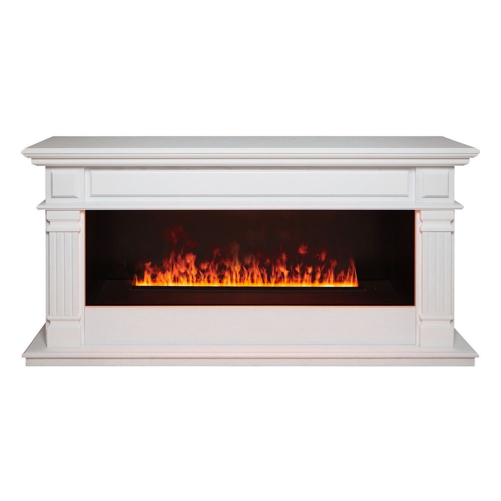 Электрокамин RealFlame Islandia CST1000 WT белый с очагом 3D Cassette 1000 Black Panel