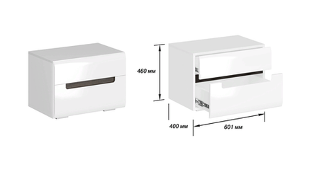 Тумба прикроватная Стокгольм белый/белый глянец
