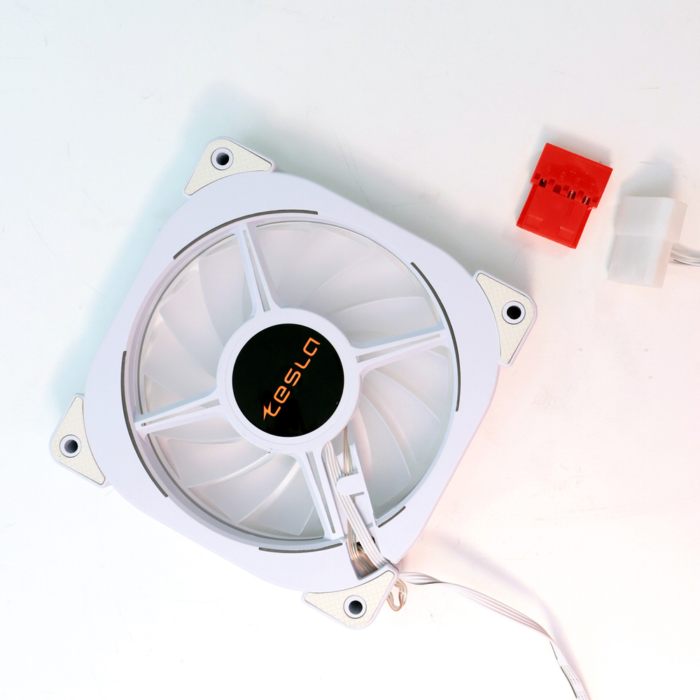 Вентилятор TESLA RGB120-XW, 120мм, 1200rpm, Molex, белый/RGB, 38CFM, 21дБ, антивибропрокладки, бесконечное зеркало, изменение скорости анимации подсветки (TSL-120-XW)