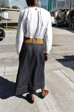 ZARA ДЖИНСОВАЯ ЮБКА Z1975 МИДИ С ПОЯСОМ, СИНИЙ