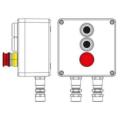 Взрывозащищенный пост управления из полиэстера CPE-P-05-(2xP1B(11)-1xP3E(11))-2xKA2MHK(C)1Ex d e IIC Т5 Gb / Ex tb IIIC T95°C Db IP66/КЗ