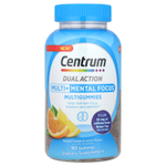 Centrum, Мультивитамины двойного действия и мультивитамины для умственной фокусировки, натуральный апельсин и лимон, 90 жевательных таблеток