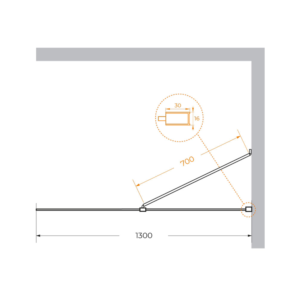 Душевая перегородка Cezares LIBERTA-L-1-TB-130-C-NERO