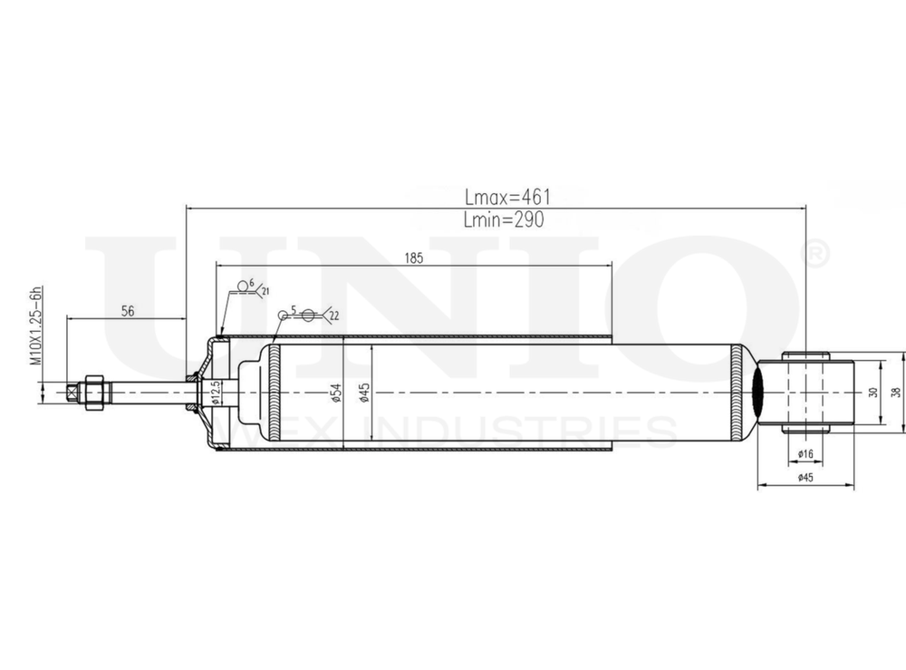 Амортизатор газовый задней подвески UNIO SAB-10424