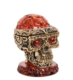 Народные промыслы AM-3269 Шкатулка «Череп» (латунь, янтарь)