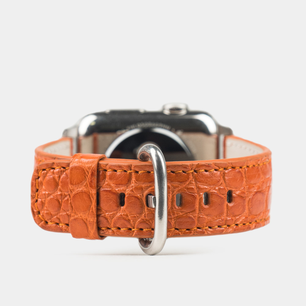 Ремешок для Apple Watch 40/41/42 mm из кожи аллигатора, оранжевого цвета