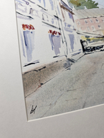 Картина авторская акварельная в паспарту 30х40 см на стену для интерьера "Климентовский переулок"