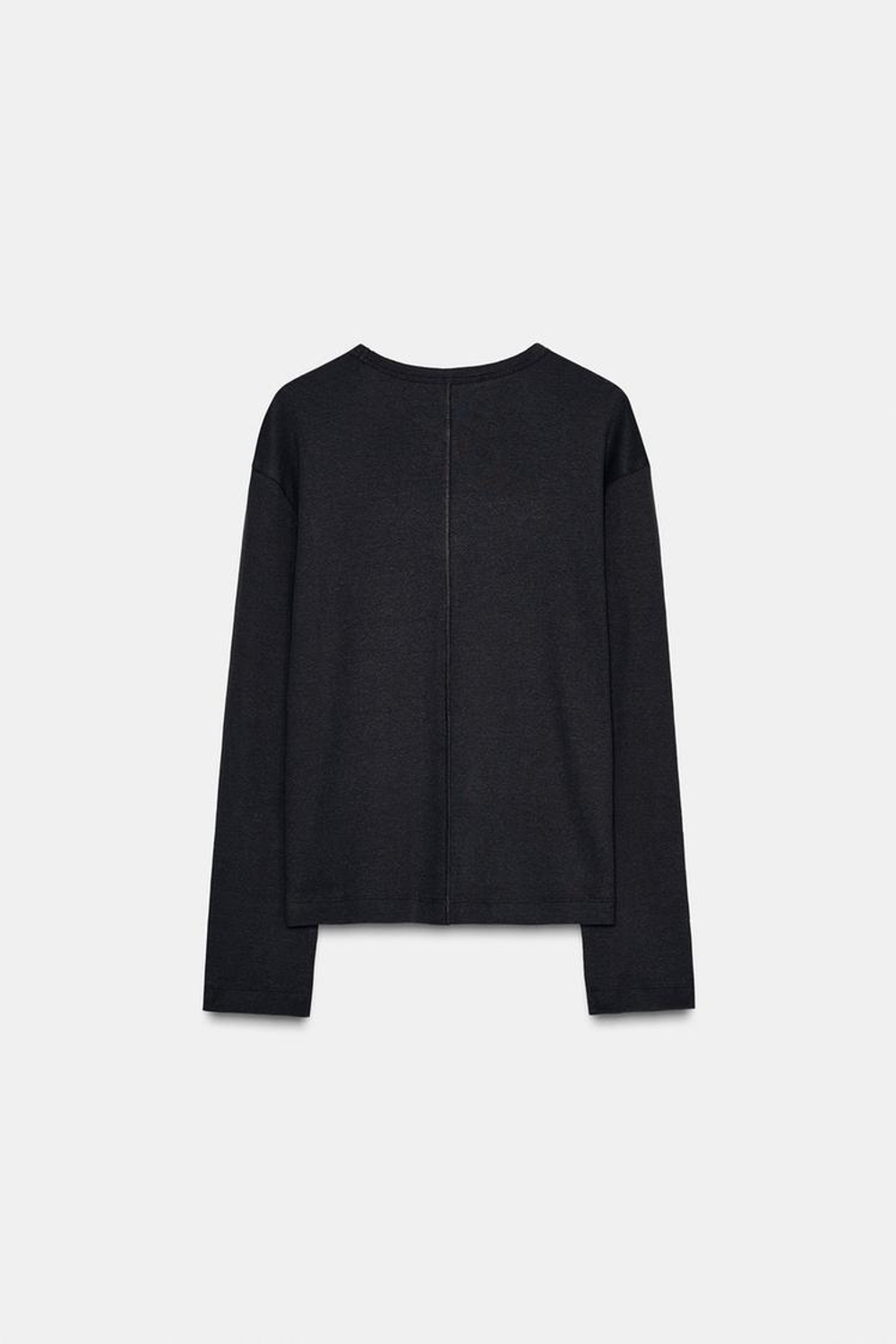 ZARA ФУТБОЛКА В РУБЧИК С ДЛИННЫМИ РУКАВАМИИ, УГОЛЬНЫЙ