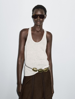 Massimo Dutti Расклешенная замшевая юбка миди, коричневый