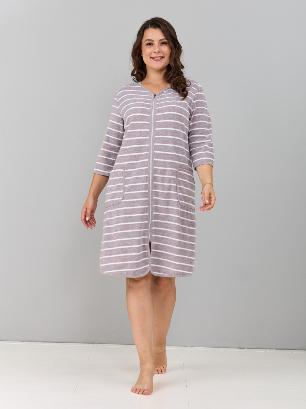 Халат Хм-562/бежевый-полоса