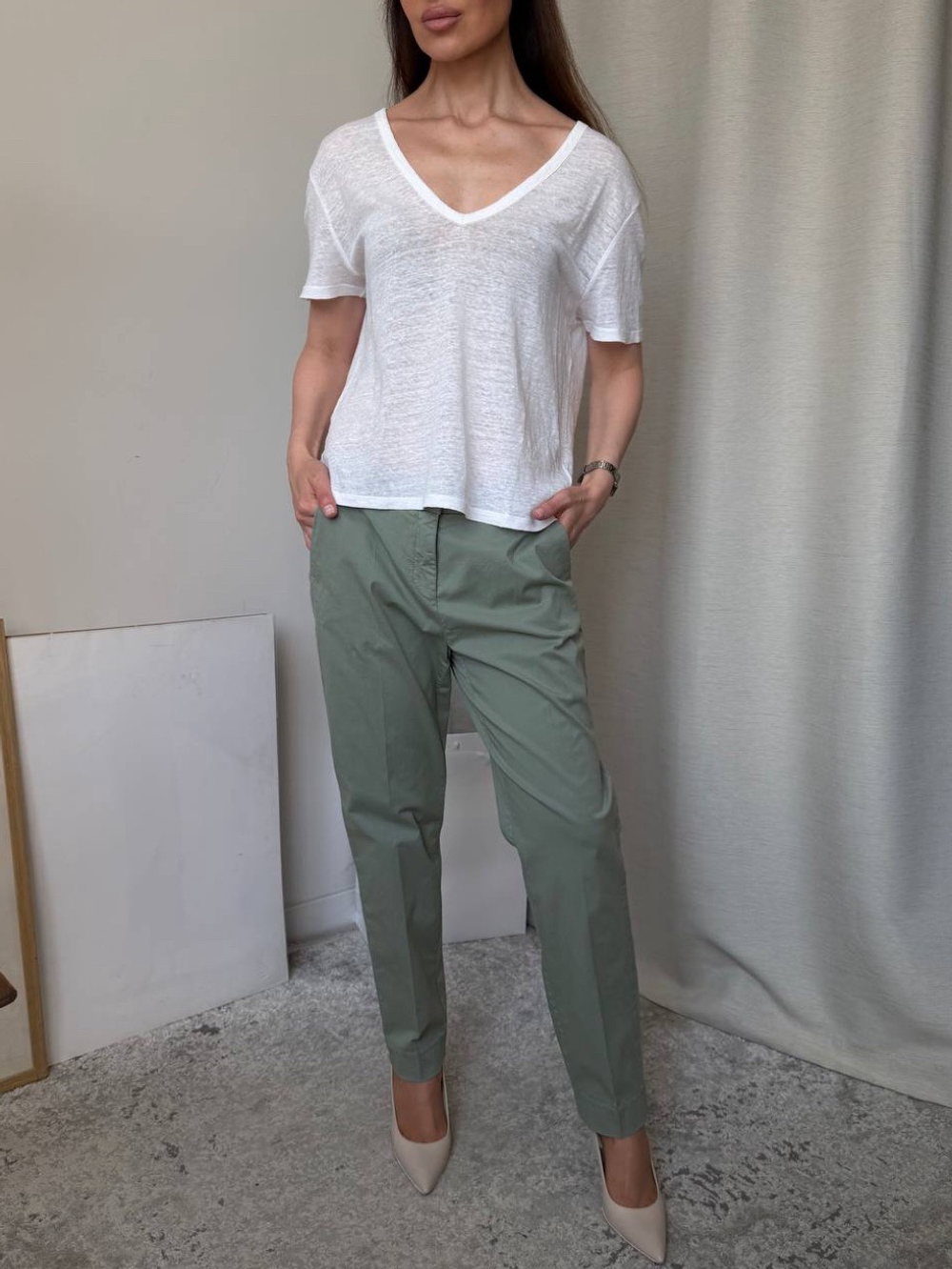 Льняная футболка Massimo Dutti, М