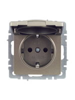 BRITE Розетка 1-местная с заземлением с защитными шторками и крышкой 16А IP44 РСбш10-3-44-БрШ шампань IEK