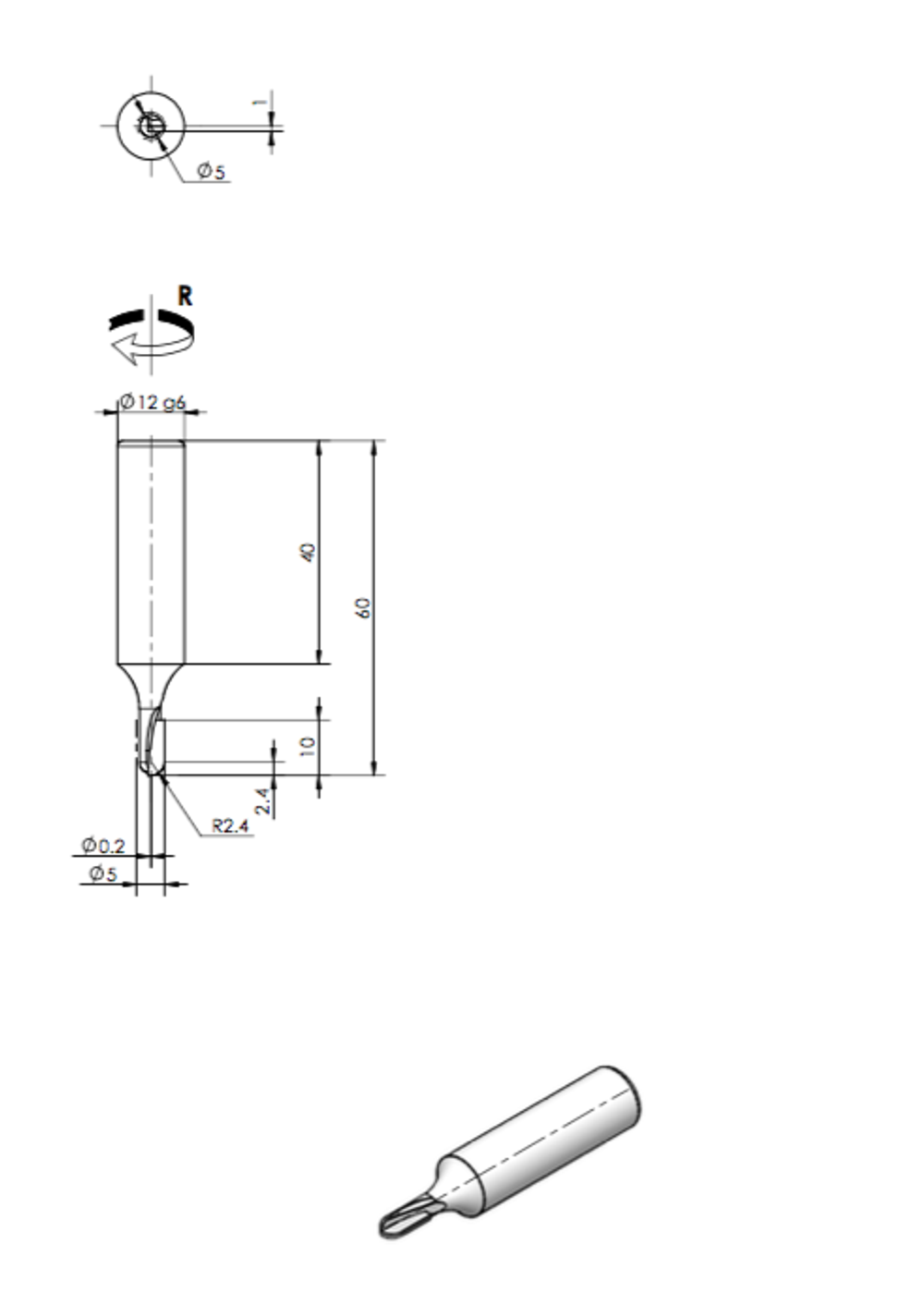 PCD фреза пазовая D.5x10 S.12 Z.1 R2.4 RH (TRIAMET)